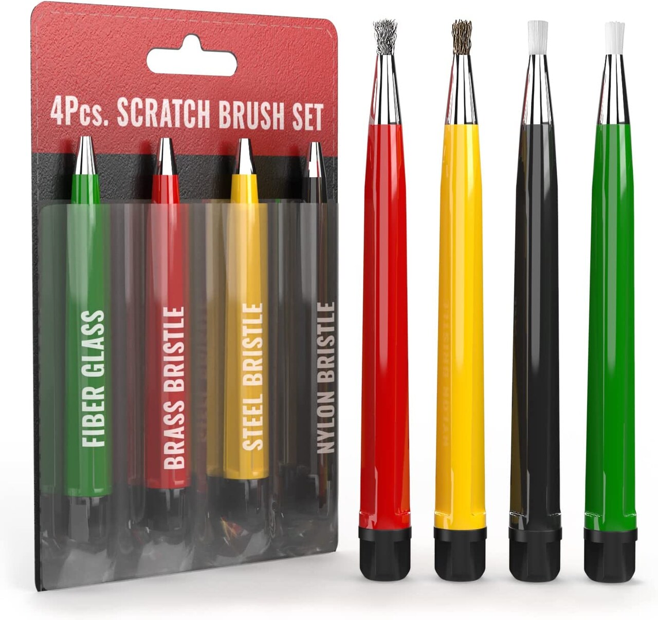 Pixiss Scratch Brush Pen Set, Fiberglass, Steel, Brass, Nylon